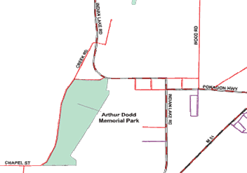 Map showing the location of Arthur Dodd Memorial Park