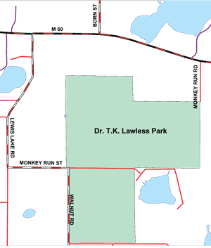 Map showing the location of Dr. T.K. Lawless Park
